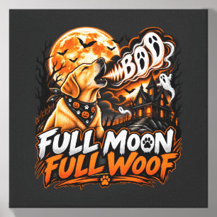 Full Moon Full Woof Labrador Halloween Funny Dog H Canvas Photo Tile