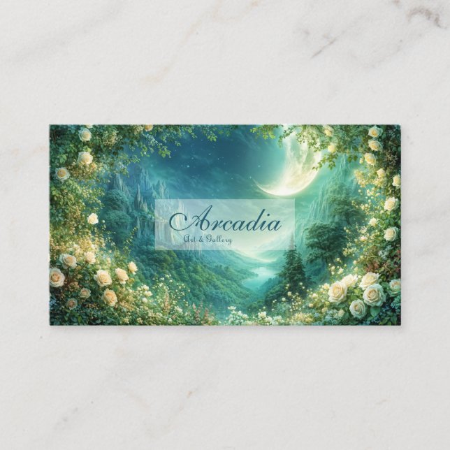 Full Moon Garden and Starry Green Mountain Valley Business Card (Front)