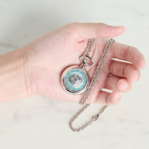 Full Moon Glow Effect Blue Teal Design Watch