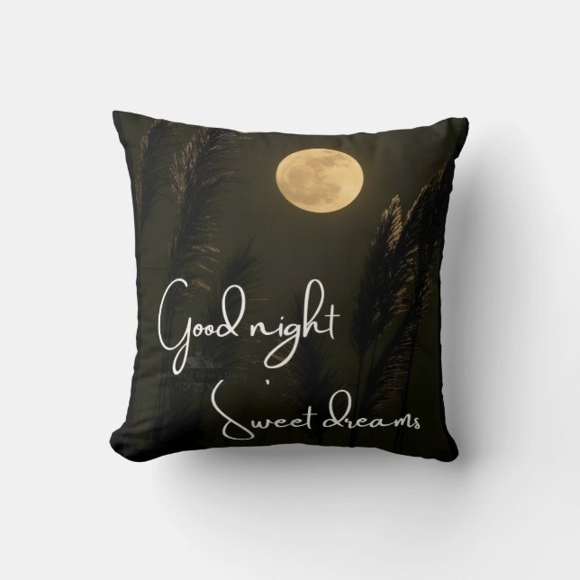 ​Full Moon Good Night Sweet Dreams Black Throw Pi Pillow (Front)