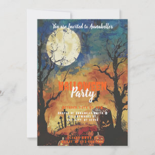 Full Moon Graveyard Halloween Party Invitation