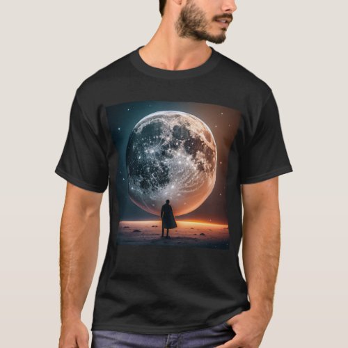Full Moon Greets Lone Traveler T_Shirt