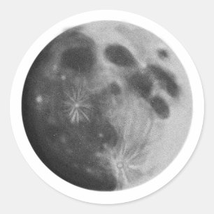 Full Moon Grey Graphic Art Classic Round Sticker