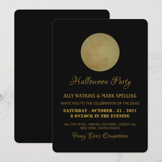 Full Moon, Halloween Party Invitation (Front/Back)