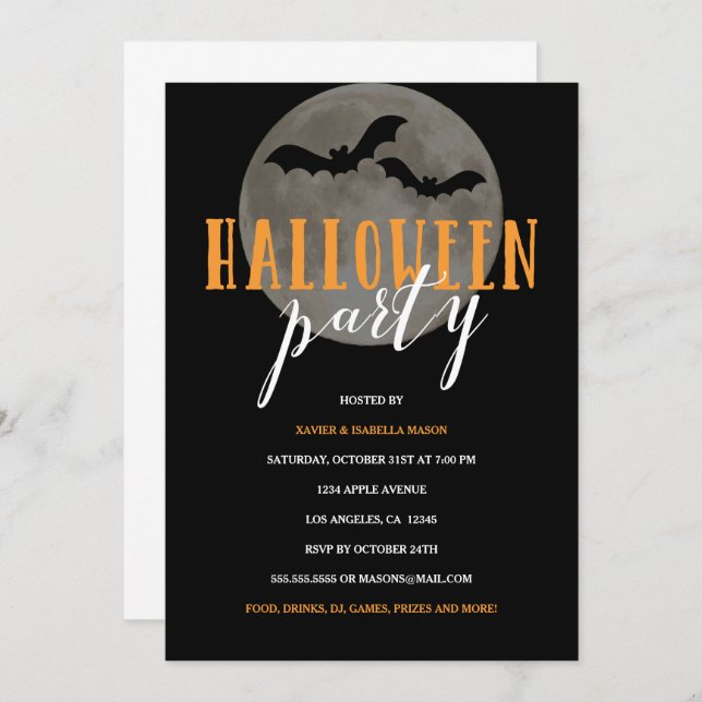 Full Moon | Halloween Party Invitation (Front/Back)
