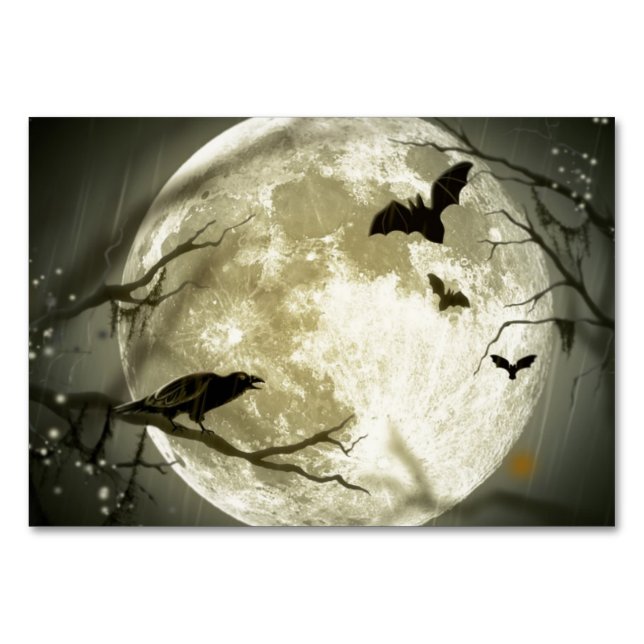 Full Moon Halloween Table Number (Front)