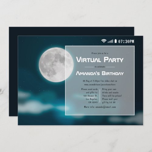 Full Moon Halloween Virtual Birthday Party Invitation