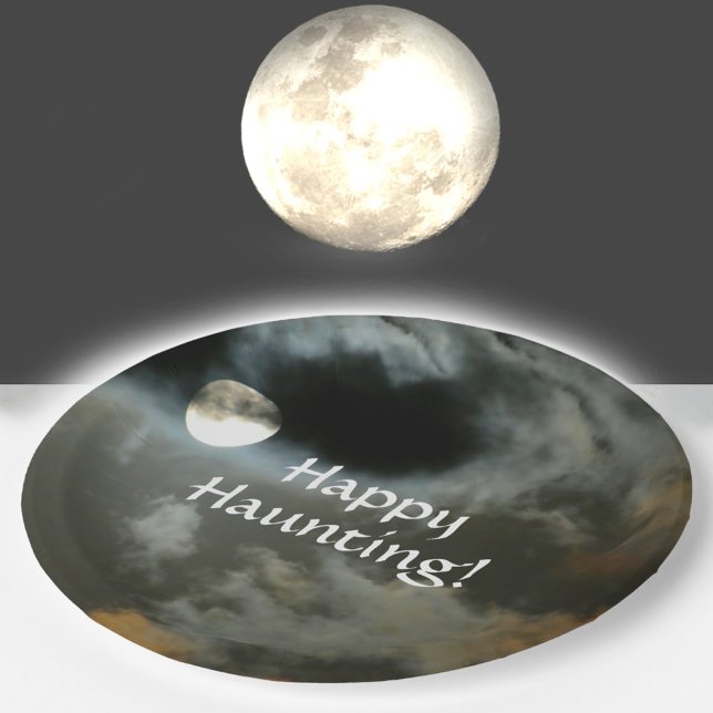 Full Moon Happy Haunting Halloween Paper Plates (Creator Uploaded)