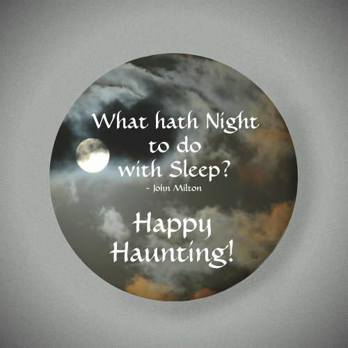 Full Moon Happy Haunting Halloween Round Paper Coaster