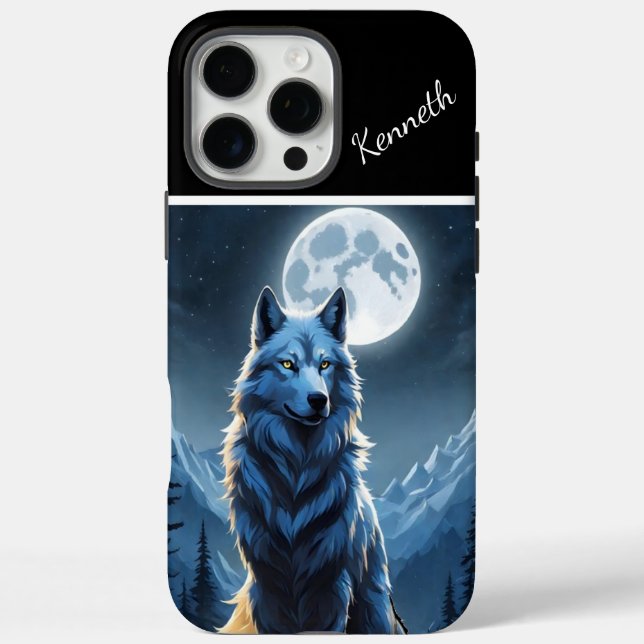 Full Moon Highlights Howling Wolf Case-Mate iPhone Case (Back)