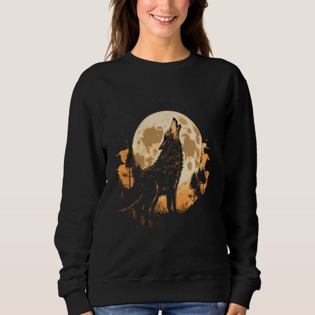 Full Moon Howling Wolf Wolves   3 Sweatshirt (Front)
