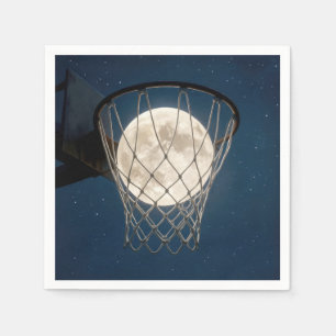 Full Moon In a Basketball Net Napkins