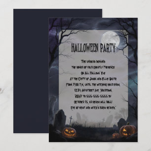 Full Moon in a Graveyard Halloween Party Invitation