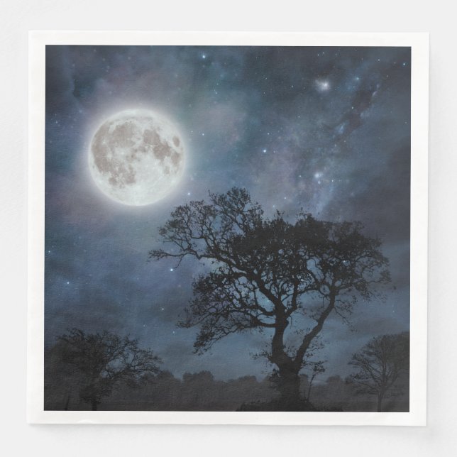 Full Moon in a Starry Sky Paper Dinner Napkins (Front)