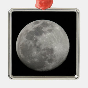 Full moon in black and white. Credit as: Arthur Metal Ornament