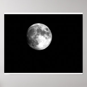 Full Moon in Black & White Poster