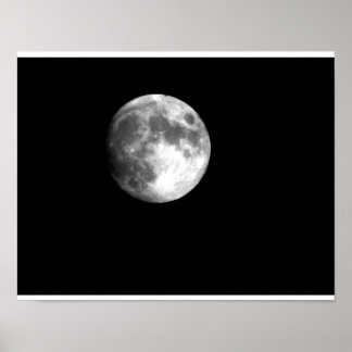 Full Moon in Black & White Poster