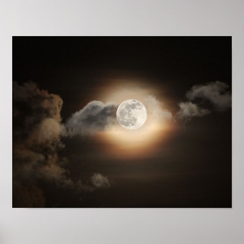 Full Moon in Cloudy Night Poster