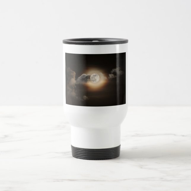 Full Moon in Cloudy Night Travel Mug (Center)
