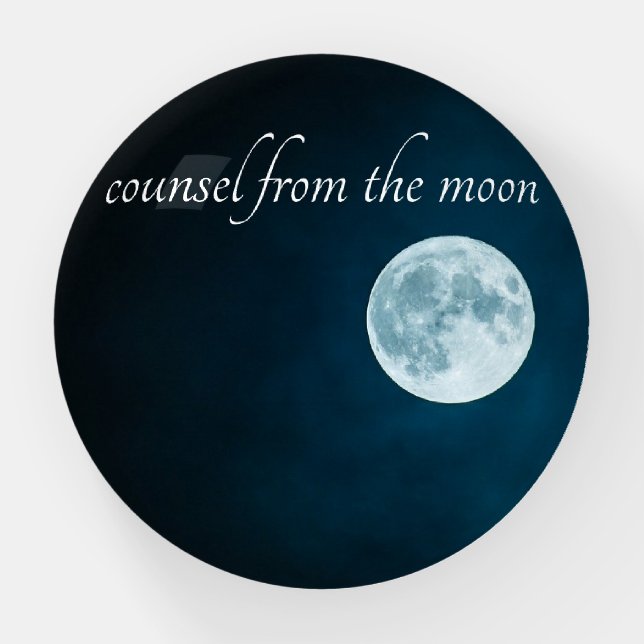 Full Moon in Night Sky Dome Paperweight (Front)