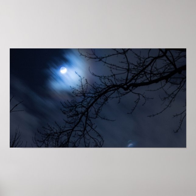 Full Moon in Night Sky, Ohio Poster (Front)