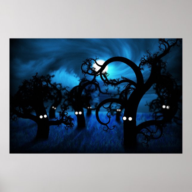 Full Moon in The Midnight Forest Poster (Front)