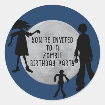 Full Moon Kids Zombie Party Envelope Seal by PartyPrep at Zazzle