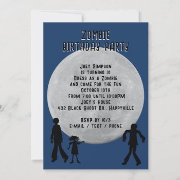 Full Moon Kids Zombie Party Invitation by PartyPrep at Zazzle