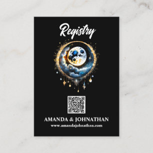Full moon luna night sky qr code registry enclosure card