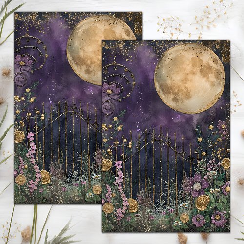 FULL MOON MIDNIGHT GARDEN DECOUPAGE TISSUE PAPER