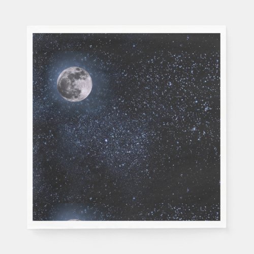 Full Moon Night Sky Stars Outer Space Napkins