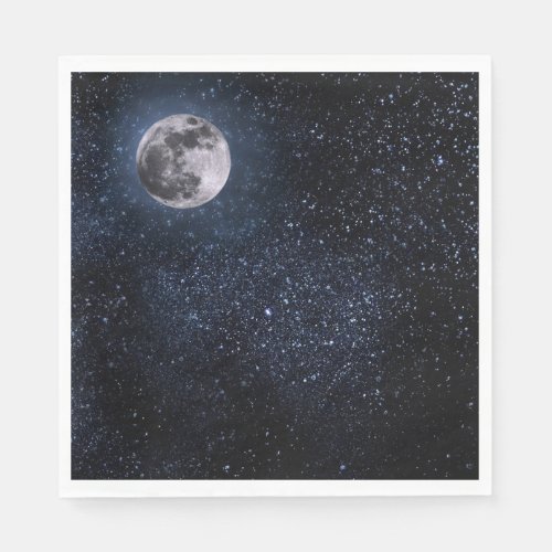 Full Moon Night Sky Stars Outer Space Napkins