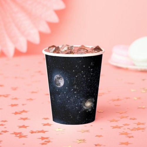 Full Moon Night Sky Stars Outer Space Paper Cups