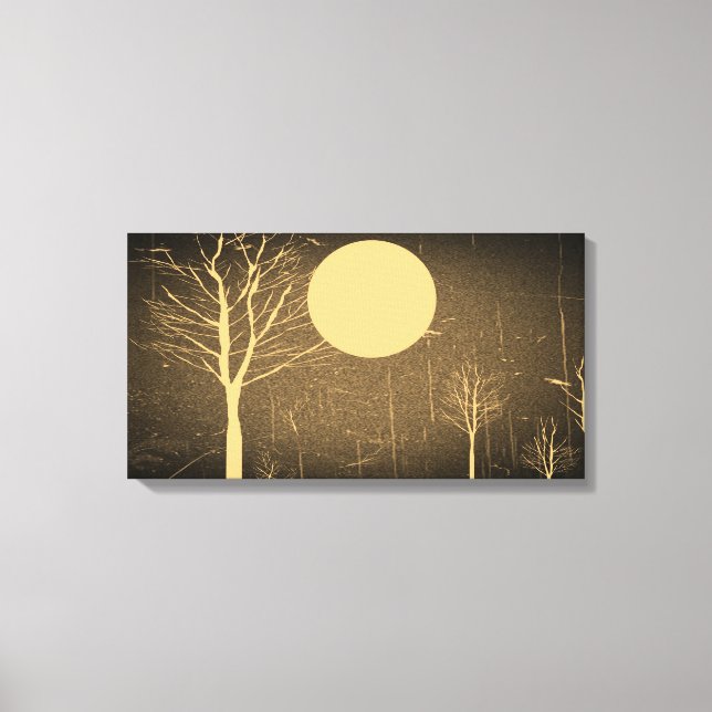 Full Moon Night Vintage Wrapped Canvas (Front)