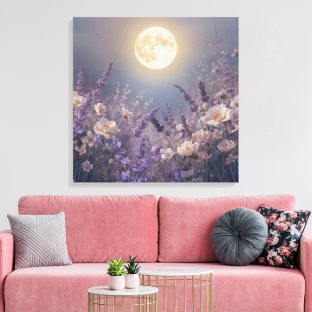 Full Moon Night Wall Art | Mystical Moonlight (Insitu(LivingRoom))