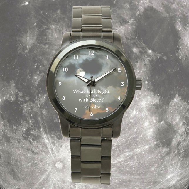 Full Moon Nighttime Quote Customizable Watch (Creator Uploaded)