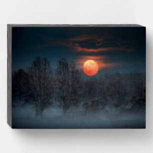 Full Moon   November in Scalenghe, Italy Wooden Box Sign