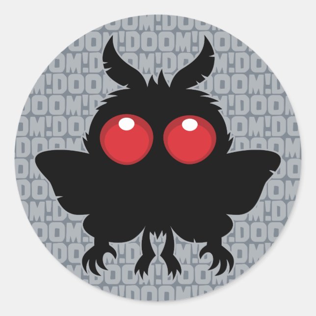 Full Moon Of Doom Cute Mothman Cryptid Classic Round Sticker (Front)