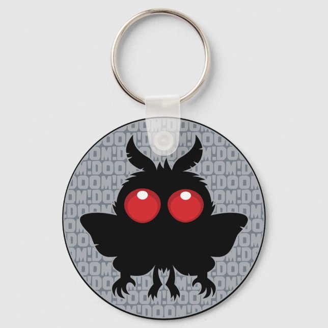 Full Moon Of Doom Cute Mothman Cryptid Keychain (Front)