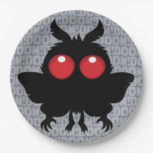Full Moon Of Doom Cute Mothman Cryptid Paper Plates