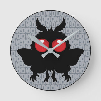 Full Moon Of Doom Cute Mothman Cryptid Round Clock