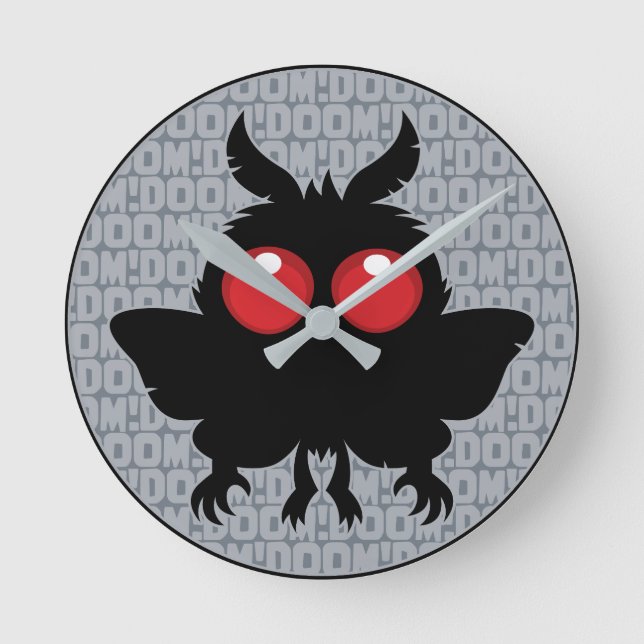 Full Moon Of Doom Cute Mothman Cryptid Round Clock (Front)