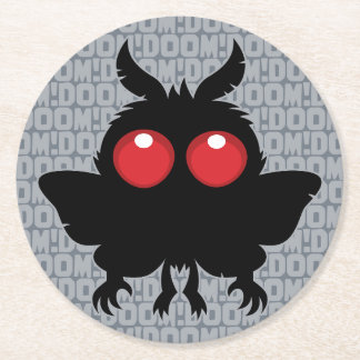 Full Moon Of Doom Cute Mothman Cryptid Round Paper Coaster