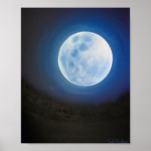 Full Moon Oil Painting Poster