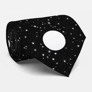 Full Moon on a Black Starry Sky Neck Tie