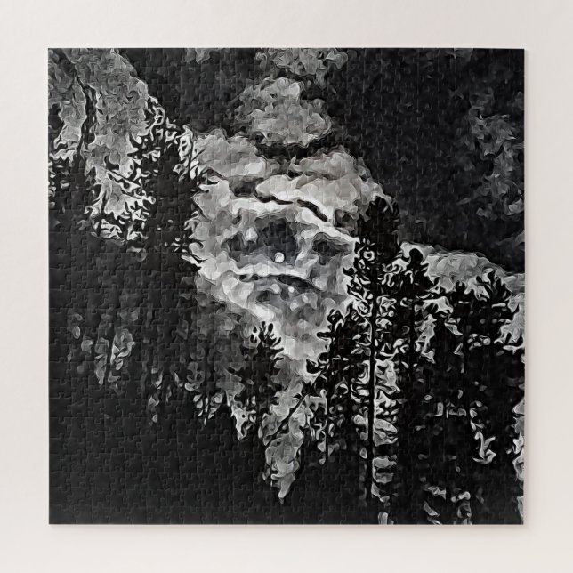 Full Moon On A Cloudy Night Abstract art Poster Jigsaw Puzzle (Vertical)