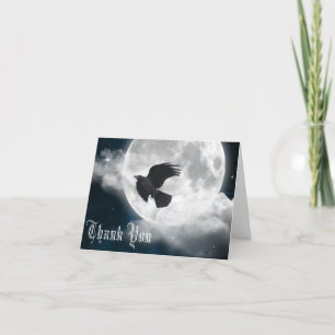 Full Moon on Blue Suede with Raven Letterpress Thank You Card