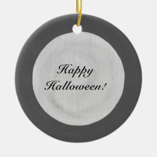 Full Moon on Dark Sky Happy Halloween Ornaments