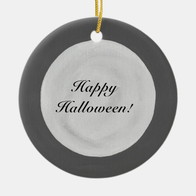 Full Moon on Dark Sky Happy Halloween Ornaments (Front)