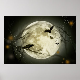 Full Moon on Halloween Poster